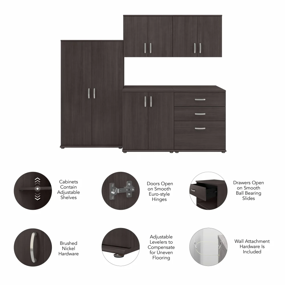 Universal 92W 5 Piece Modular Storage Set with Floor and Wall Cabinets - Image 18