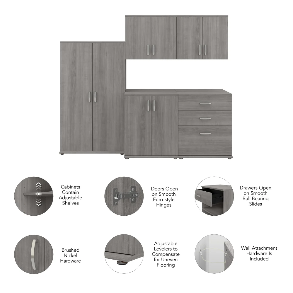 Universal 92W 5 Piece Modular Storage Set with Floor and Wall Cabinets - Image 6