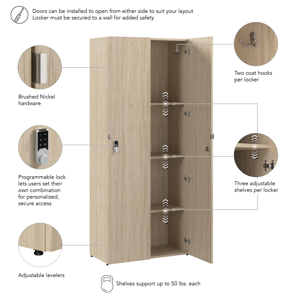 Assure Single Tier 2 Door Storage Locker with Keypad Locks - Image 12