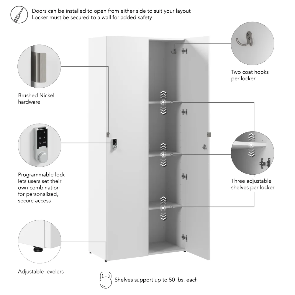 Assure Single Tier 2 Door Storage Locker with Keypad Locks - Image 18