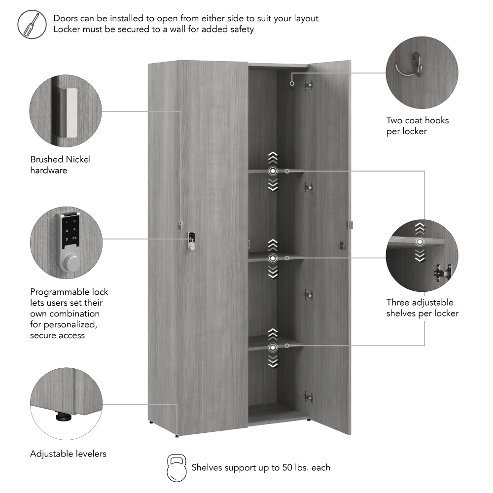 Assure Single Tier 2 Door Storage Locker with Keypad Locks - Image 6
