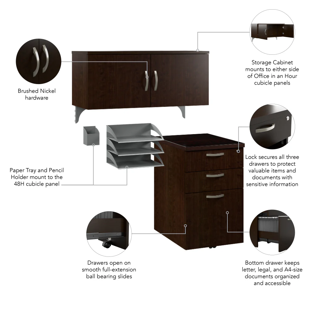 Office in an Hour Cubicle Storage with Cabinet, Drawers, Paper Tray, and Pencil Holder - Image 13