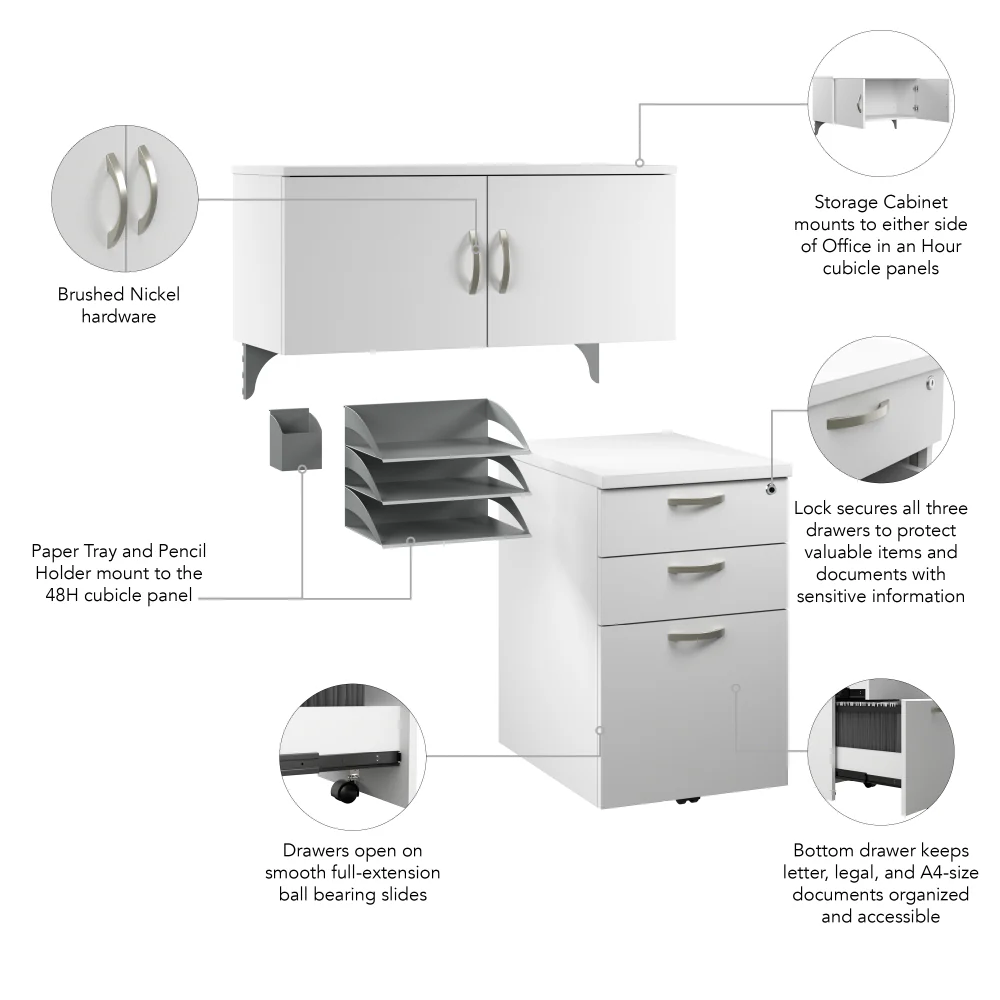 Office in an Hour Cubicle Storage with Cabinet, Drawers, Paper Tray, and Pencil Holder - Image 20