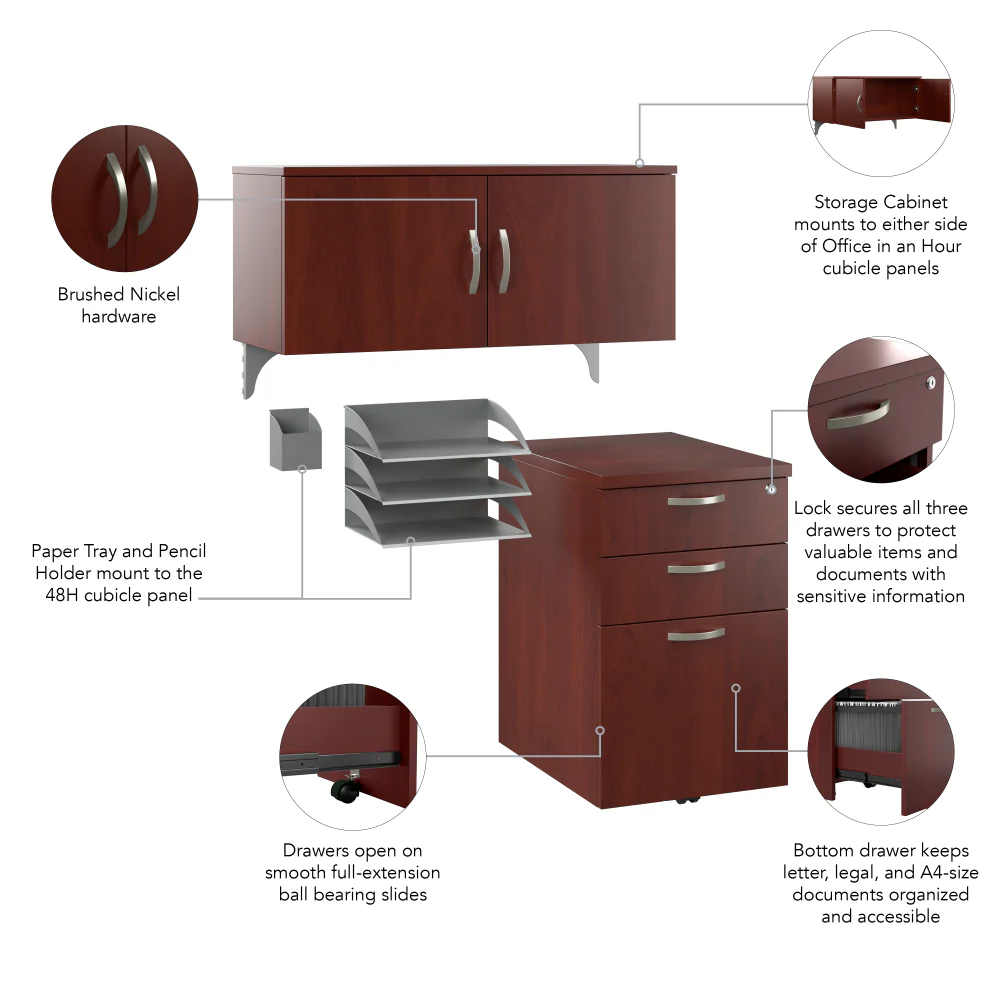 Office in an Hour Cubicle Storage with Cabinet, Drawers, Paper Tray, and Pencil Holder - Image 7