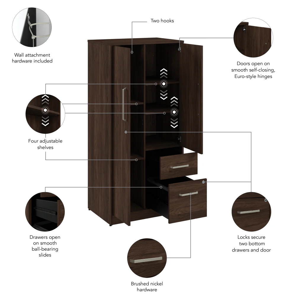 Vista Wardrobe Cabinet with Drawers - Image 6
